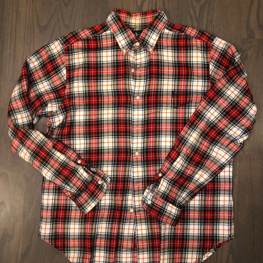 Men’s Polo red flannel long sleeve size L.